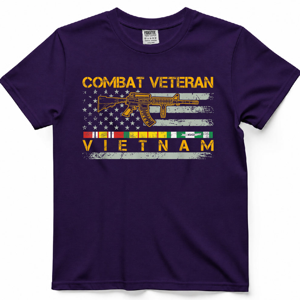 Vietnam Combat Veterans US Flag Vietnam War Military Veteran T-Shirt