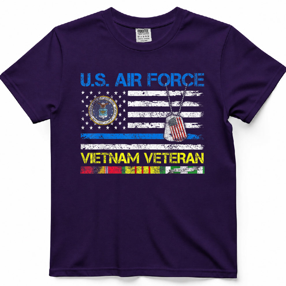 Men U.S Air Force Vietnam Veteran, USAF Veteran Flag Vintage T-Shirt
