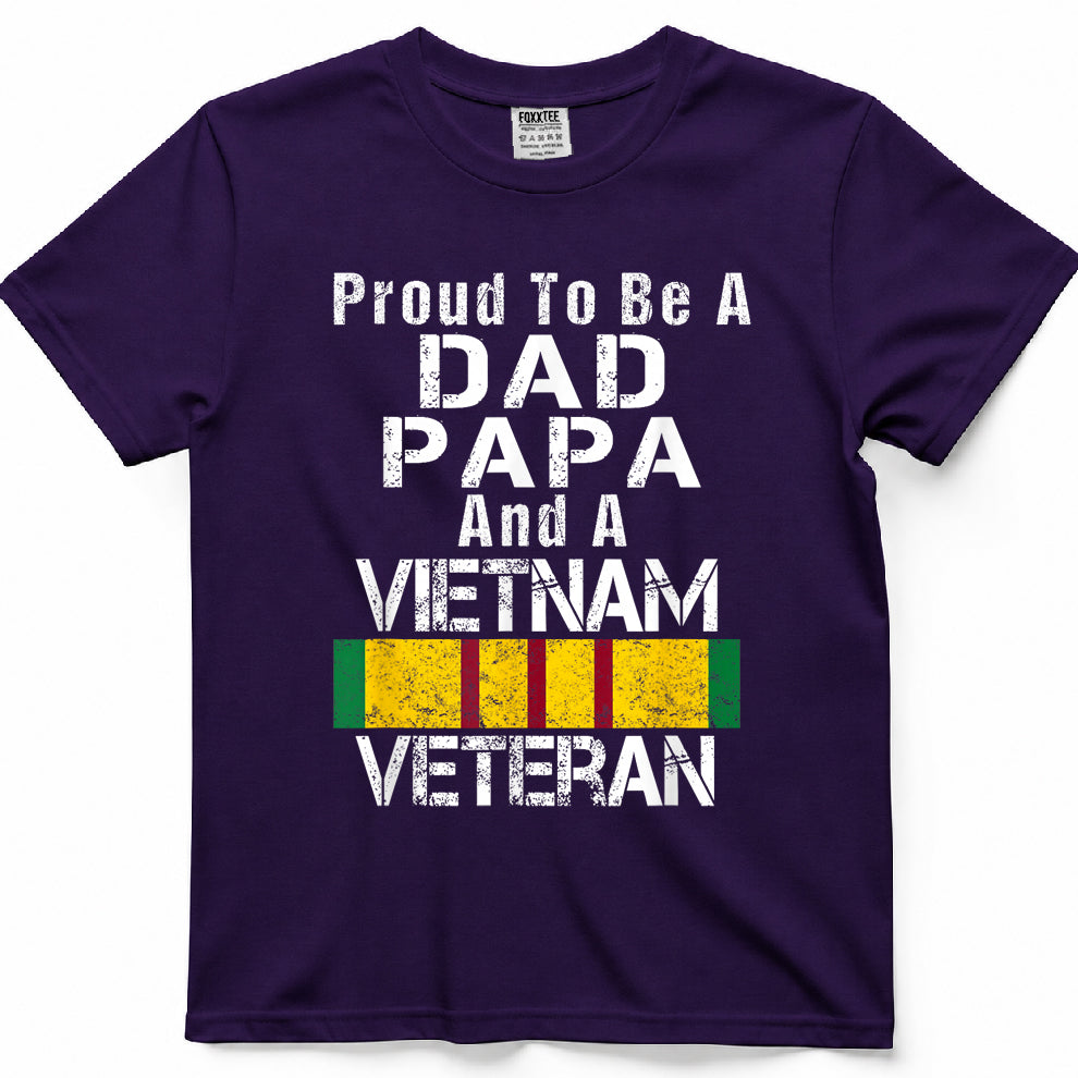 Proud Dad Papa Vietnam Veteran - Vintage Military Vet T-Shirt