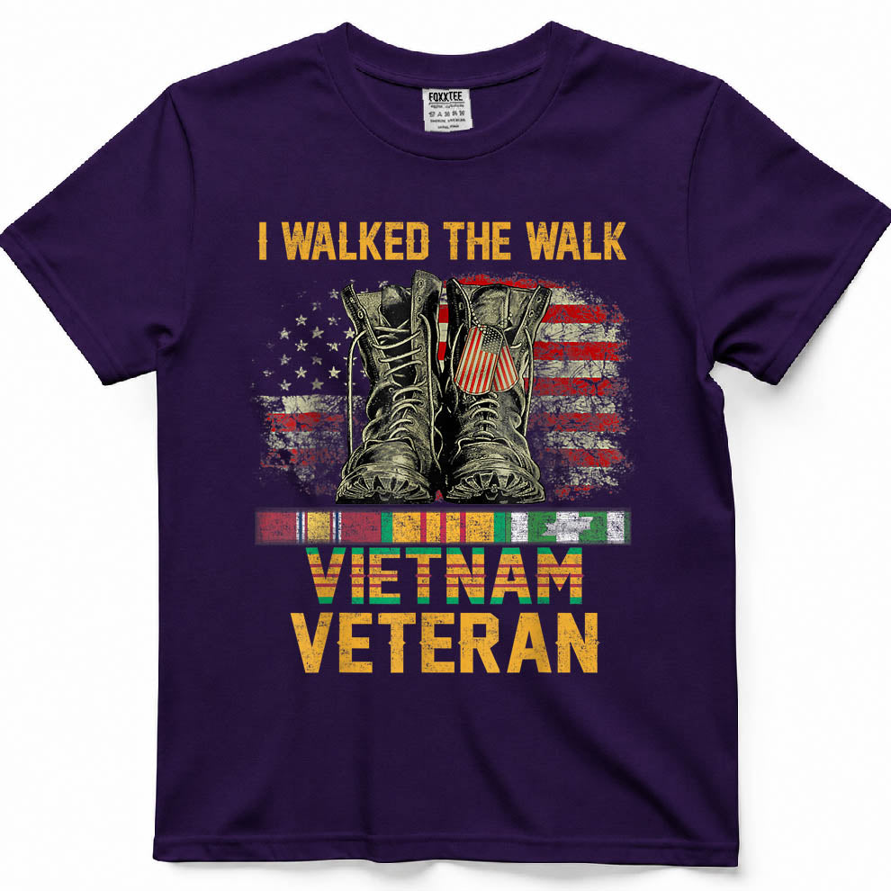 I Walked The Walk Vietnam Veteran Flag American US Vet T-Shirt