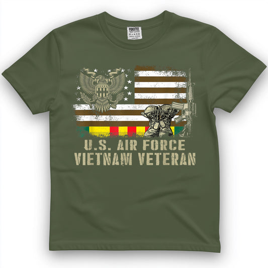 Vintage American Flag Proud U.S. Air Force Vietnam Veteran T-Shirt