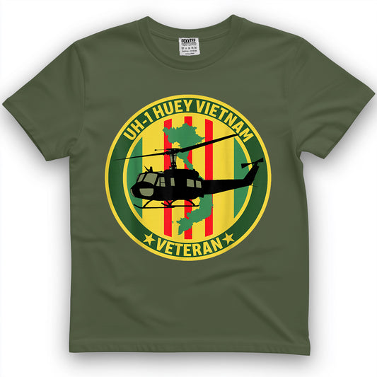 UH-1 Huey Helicopter Vietnam Veteran US Military Vet T-Shirt