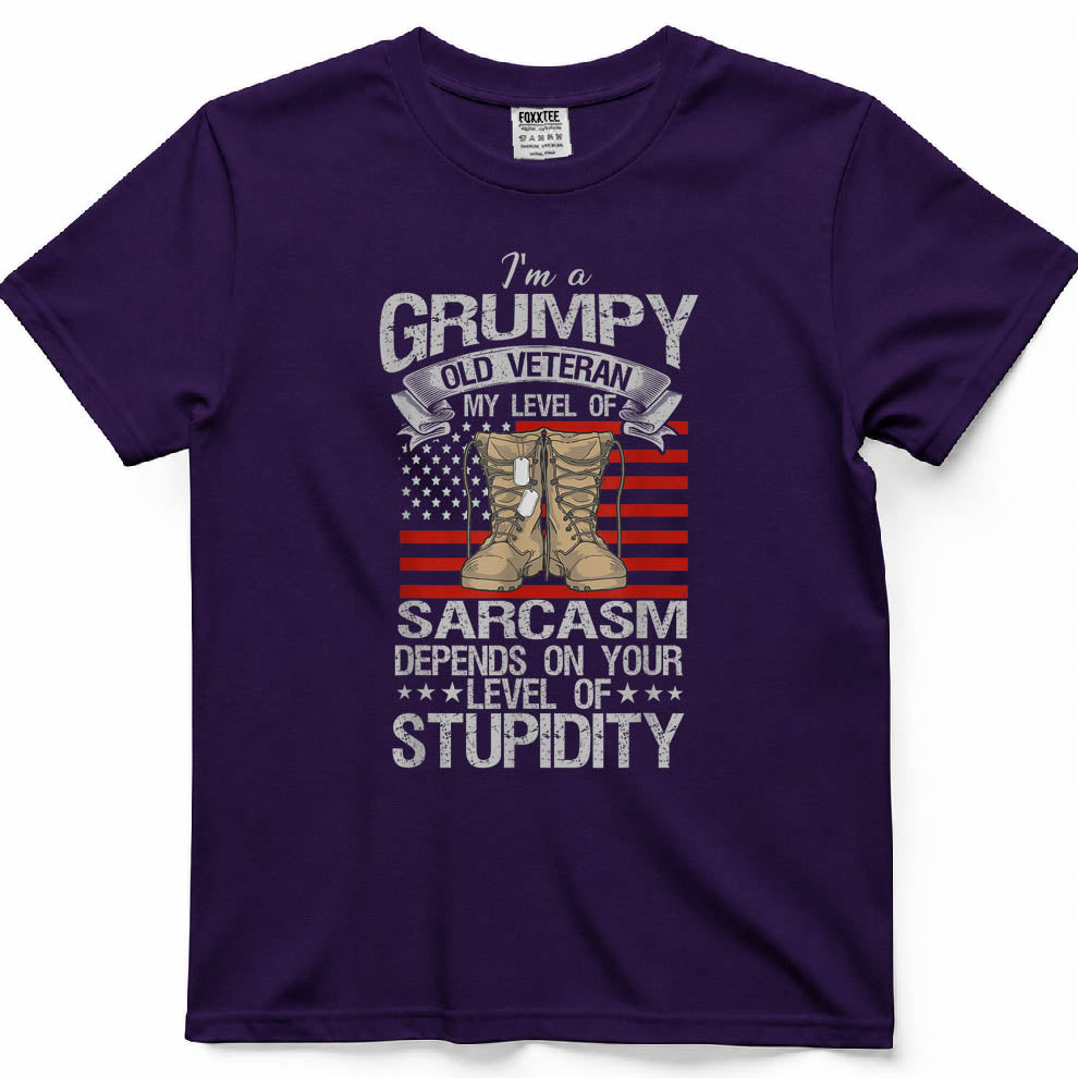 I'm A Grumpy Old Veteran Funny Army US Flag Grandpa T-Shirt