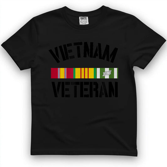 Patriotic American Creations by Revinct Designs Vietnam Veteran Pride Service Ribbon T-Shirt - Men's Grey Classic Fit Short Sleeve T-Shirt