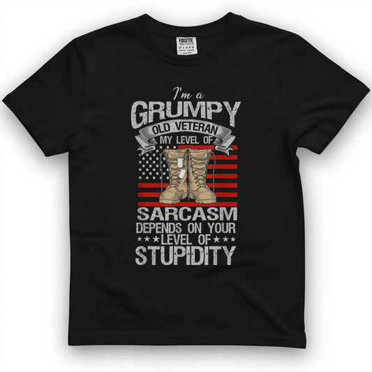 I'm A Grumpy Old Veteran Funny Army US Flag Grandpa T-Shirt