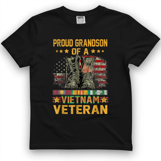 Proud Grandson of A Vietnam Veteran Flag American USA T-Shirt