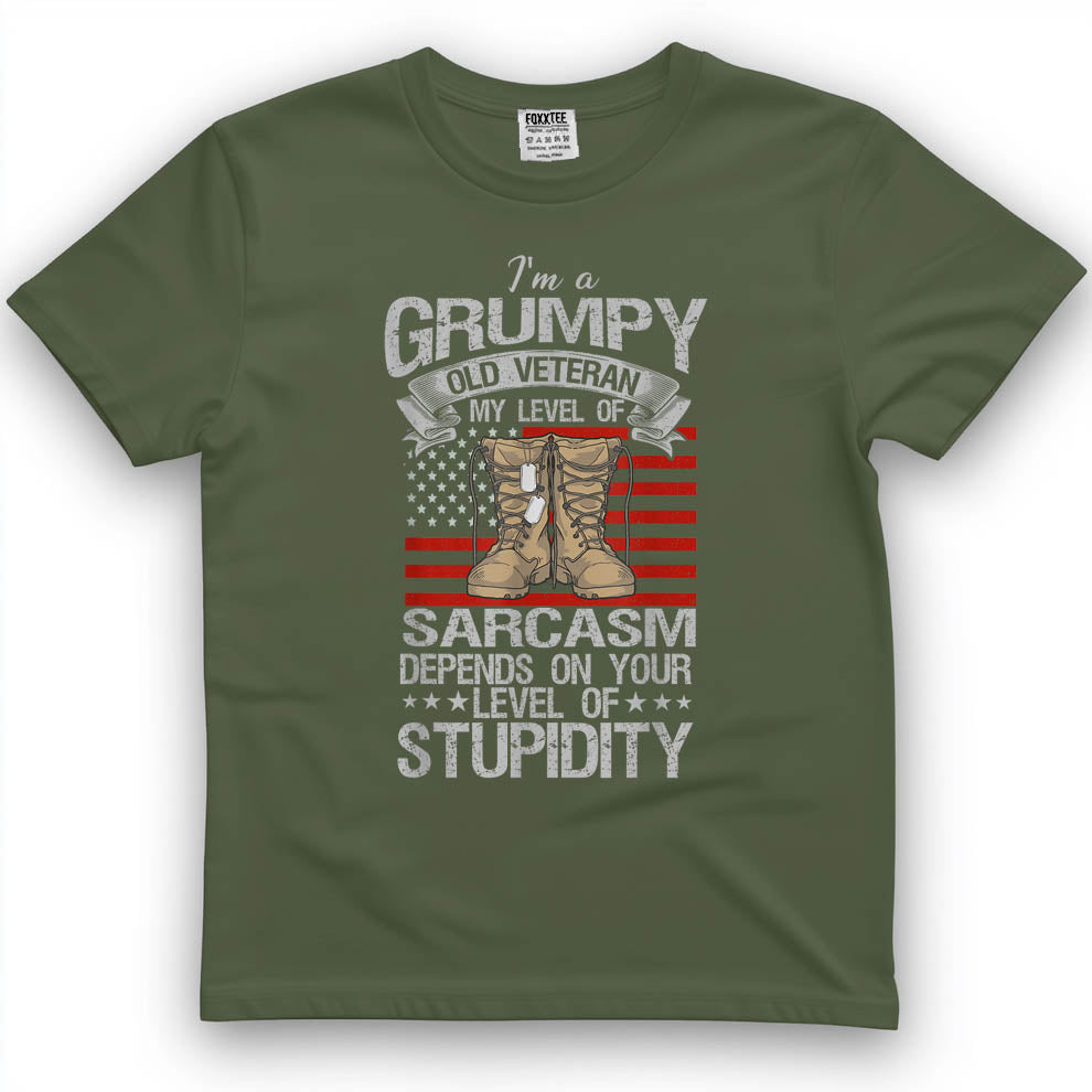 I'm A Grumpy Old Veteran Funny Army US Flag Grandpa T-Shirt