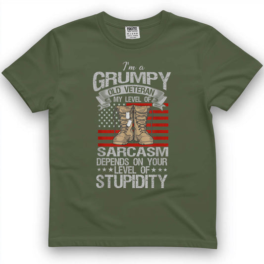 I'm A Grumpy Old Veteran Funny Army US Flag Grandpa T-Shirt