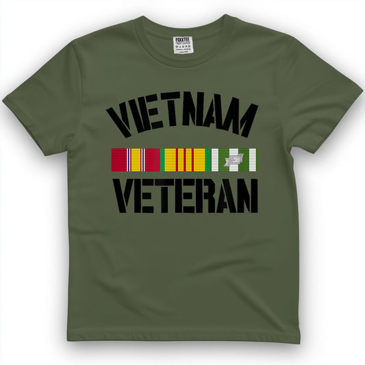 Patriotic American Creations by Revinct Designs Vietnam Veteran Pride Service Ribbon T-Shirt - Men's Grey Classic Fit Short Sleeve T-Shirt