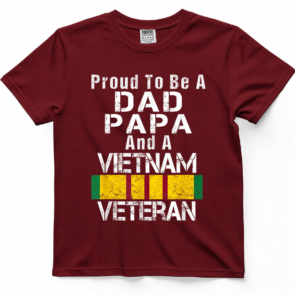 Proud Dad Papa Vietnam Veteran - Vintage Military Vet T-Shirt