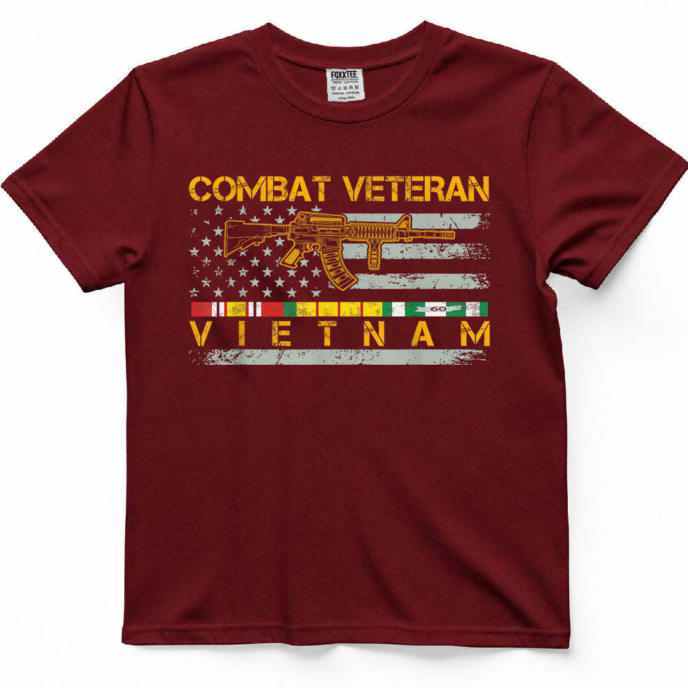 Vietnam Combat Veterans US Flag Vietnam War Military Veteran T-Shirt