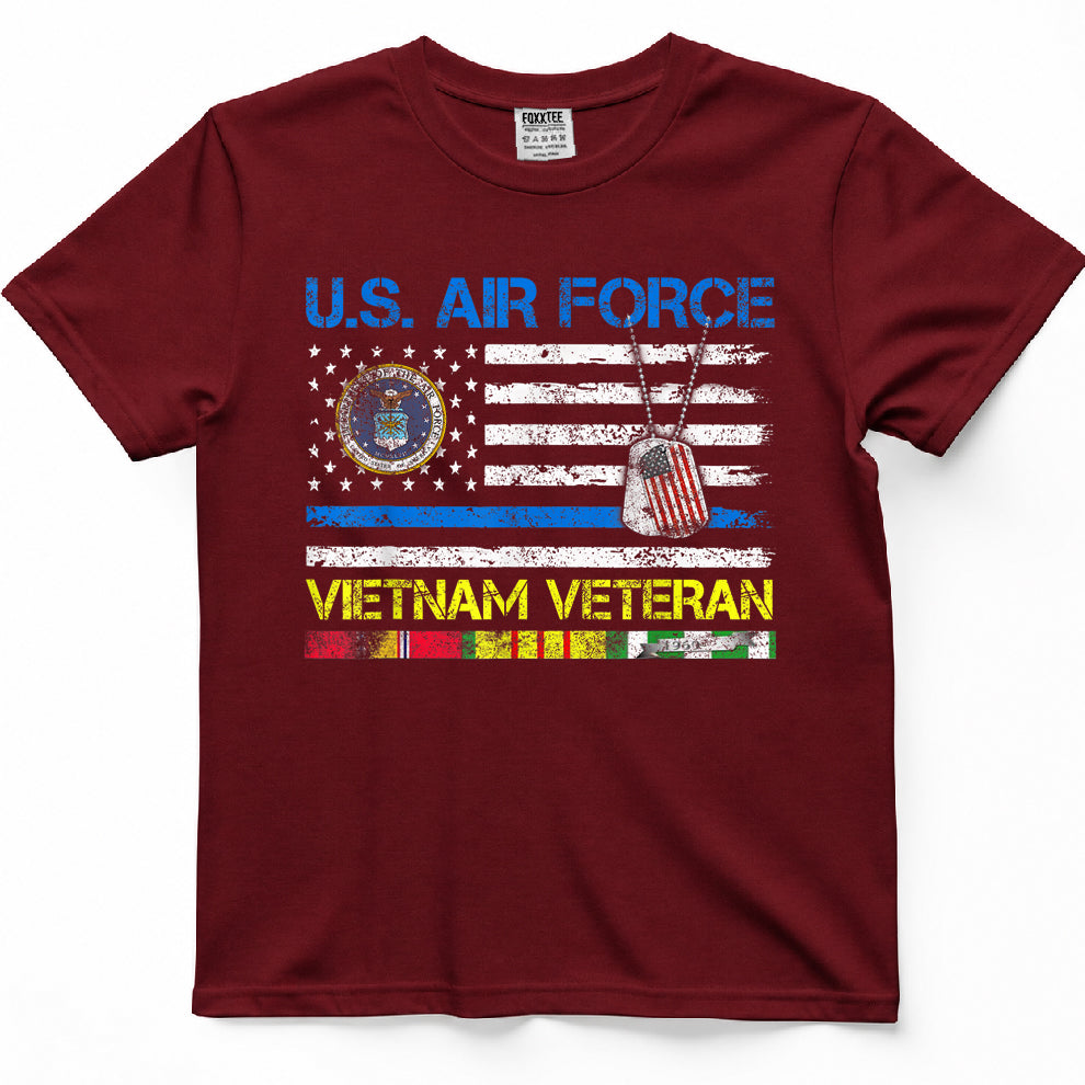 Men U.S Air Force Vietnam Veteran, USAF Veteran Flag Vintage T-Shirt