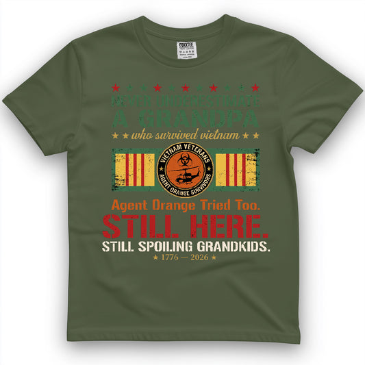 Never Underestimate A Grandpa Who Survived Vietnam Shirt