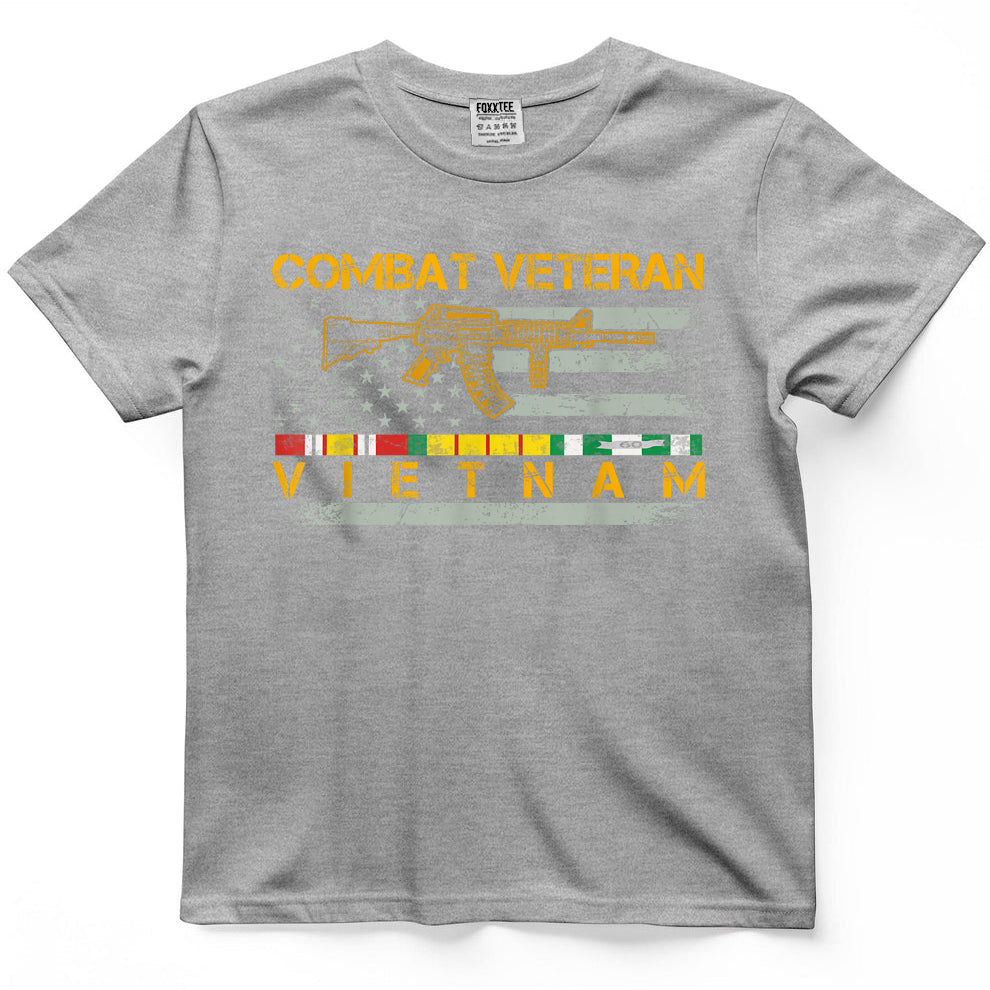 Vietnam Combat Veterans US Flag Vietnam War Military Veteran T-Shirt
