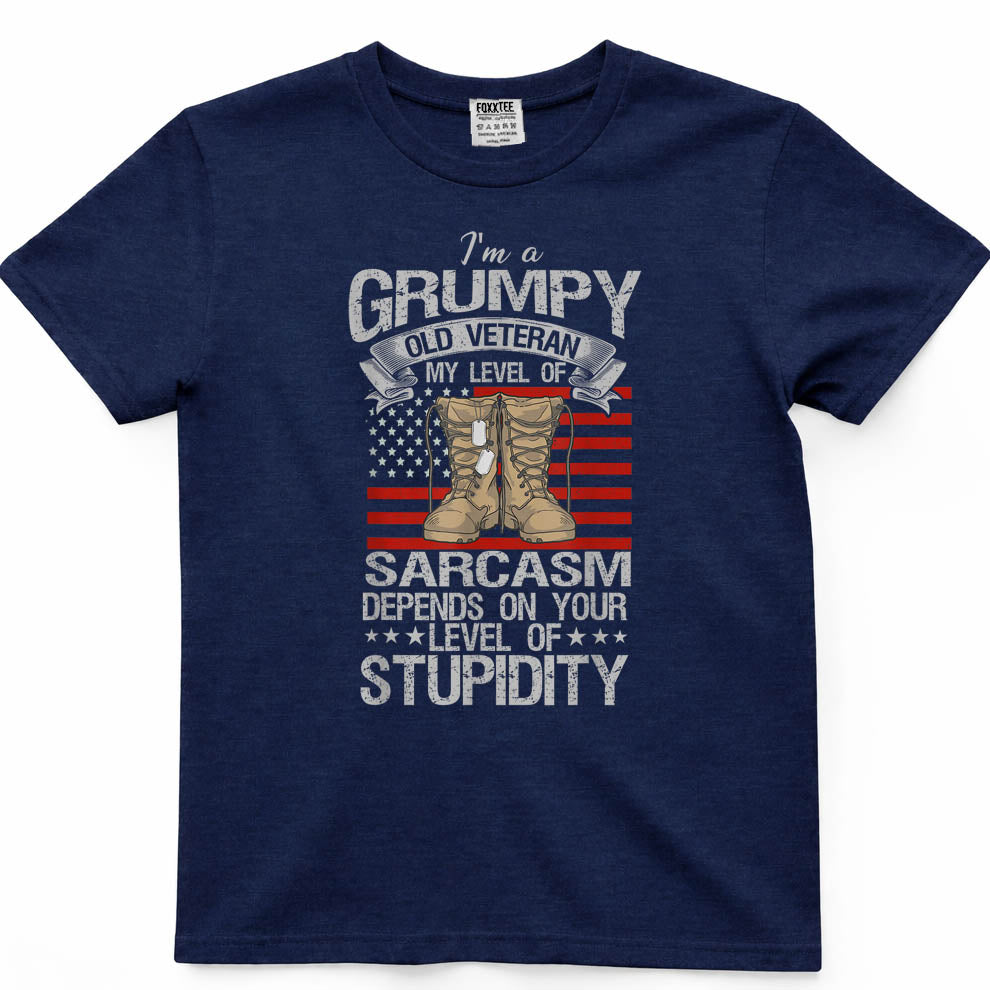I'm A Grumpy Old Veteran Funny Army US Flag Grandpa T-Shirt