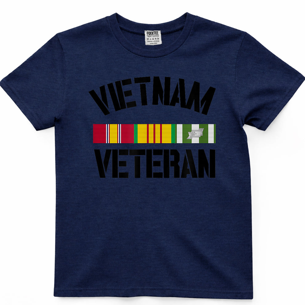 Patriotic American Creations by Revinct Designs Vietnam Veteran Pride Service Ribbon T-Shirt - Men's Grey Classic Fit Short Sleeve T-Shirt
