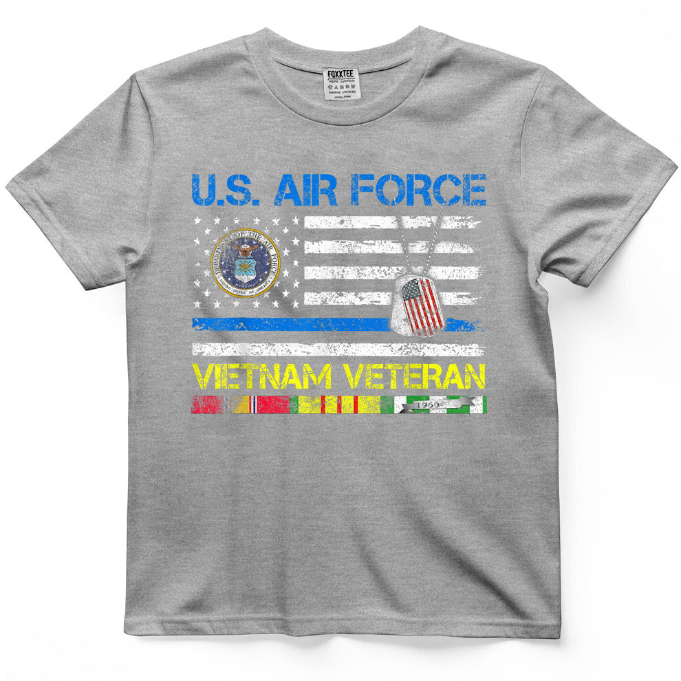 Men U.S Air Force Vietnam Veteran, USAF Veteran Flag Vintage T-Shirt