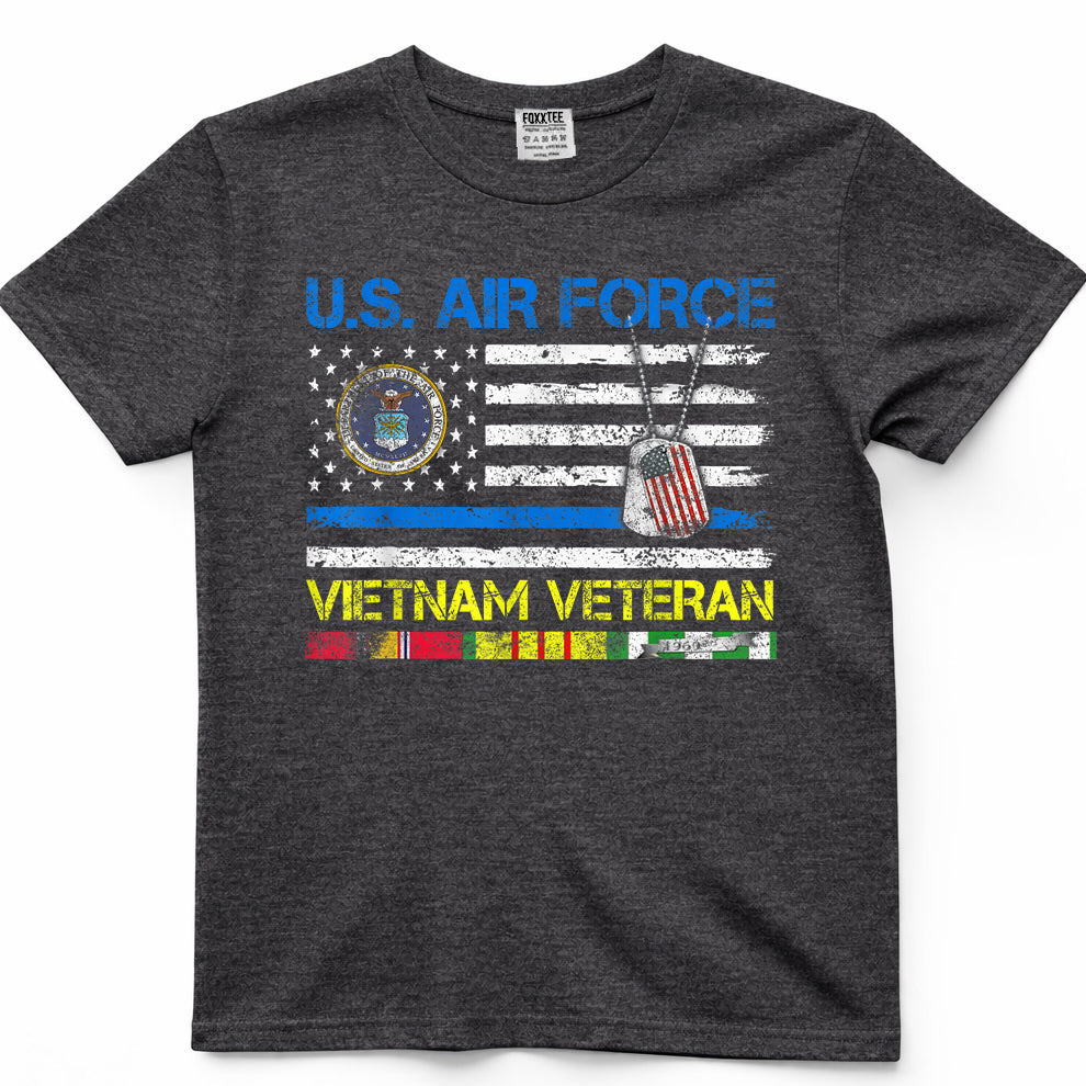 Men U.S Air Force Vietnam Veteran, USAF Veteran Flag Vintage T-Shirt