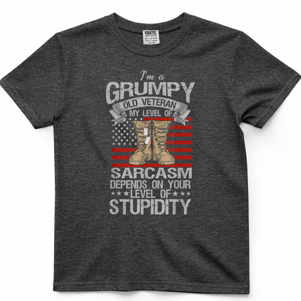 I'm A Grumpy Old Veteran Funny Army US Flag Grandpa T-Shirt