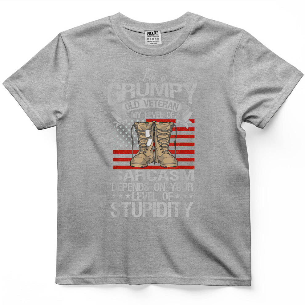 I'm A Grumpy Old Veteran Funny Army US Flag Grandpa T-Shirt