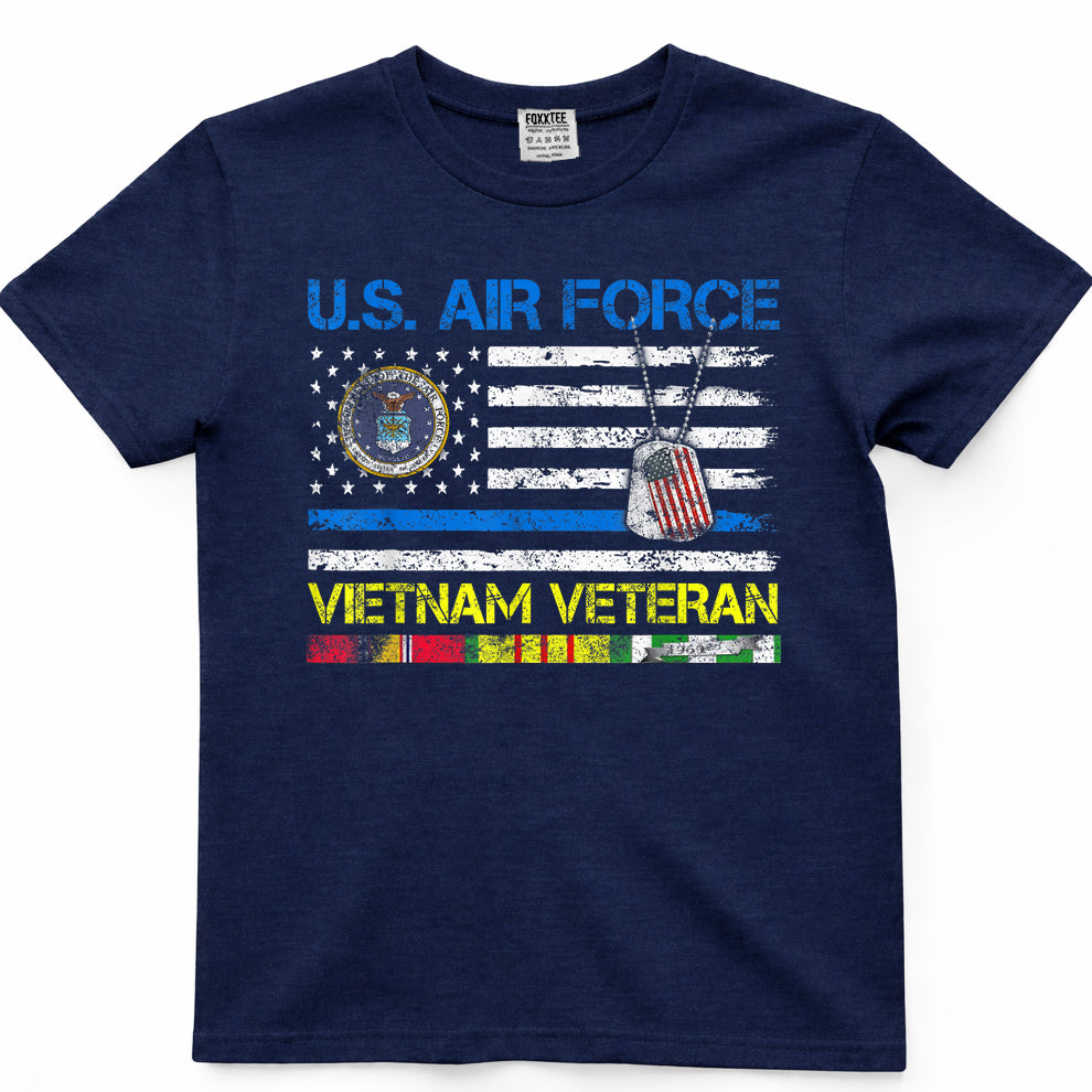 Men U.S Air Force Vietnam Veteran, USAF Veteran Flag Vintage T-Shirt