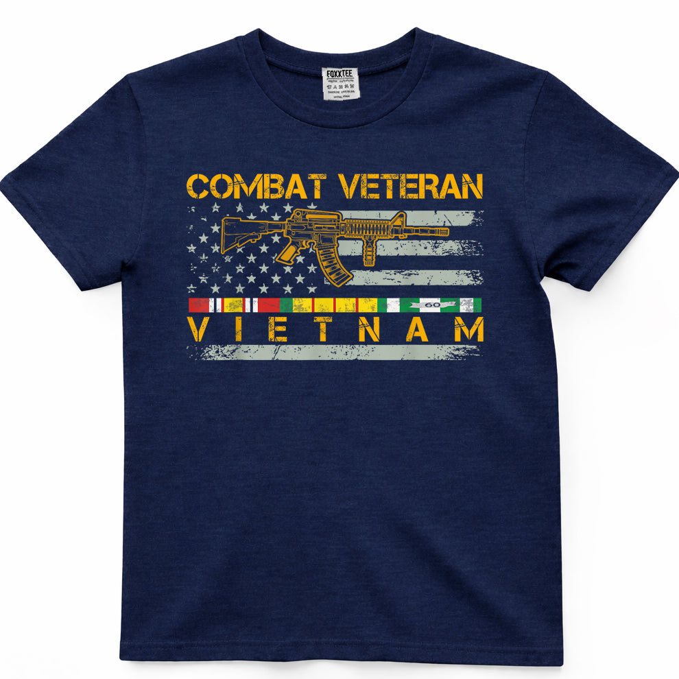 Vietnam Combat Veterans US Flag Vietnam War Military Veteran T-Shirt