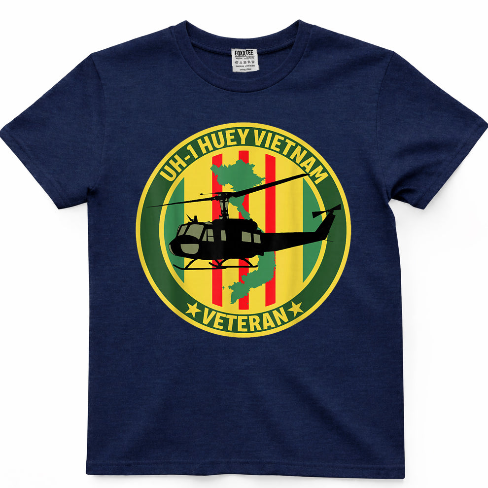 UH-1 Huey Helicopter Vietnam Veteran US Military Vet T-Shirt