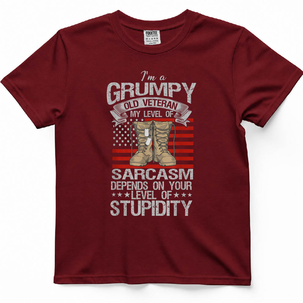 I'm A Grumpy Old Veteran Funny Army US Flag Grandpa T-Shirt