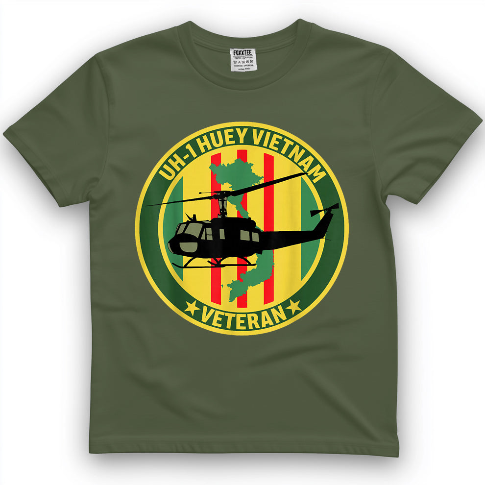 UH-1 Huey Helicopter Vietnam Veteran US Military Vet T-Shirt