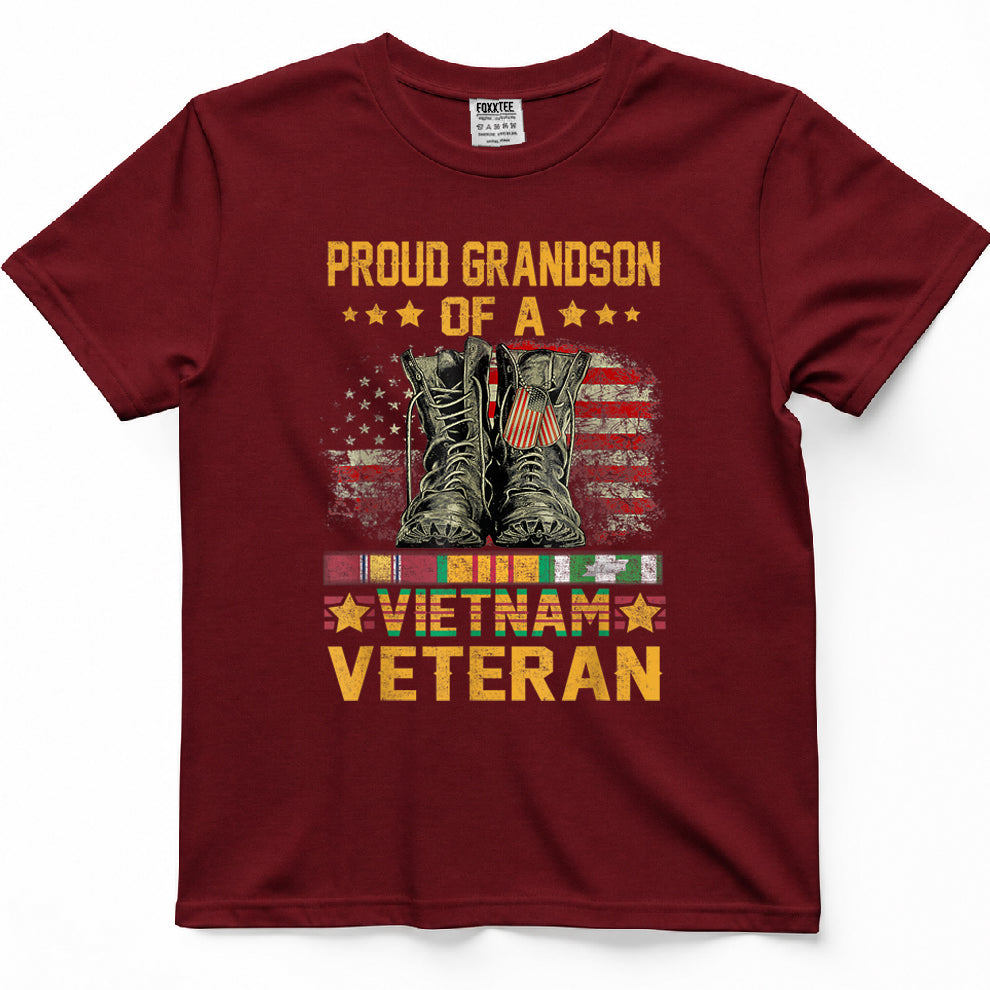 Proud Grandson of A Vietnam Veteran Flag American USA T-Shirt