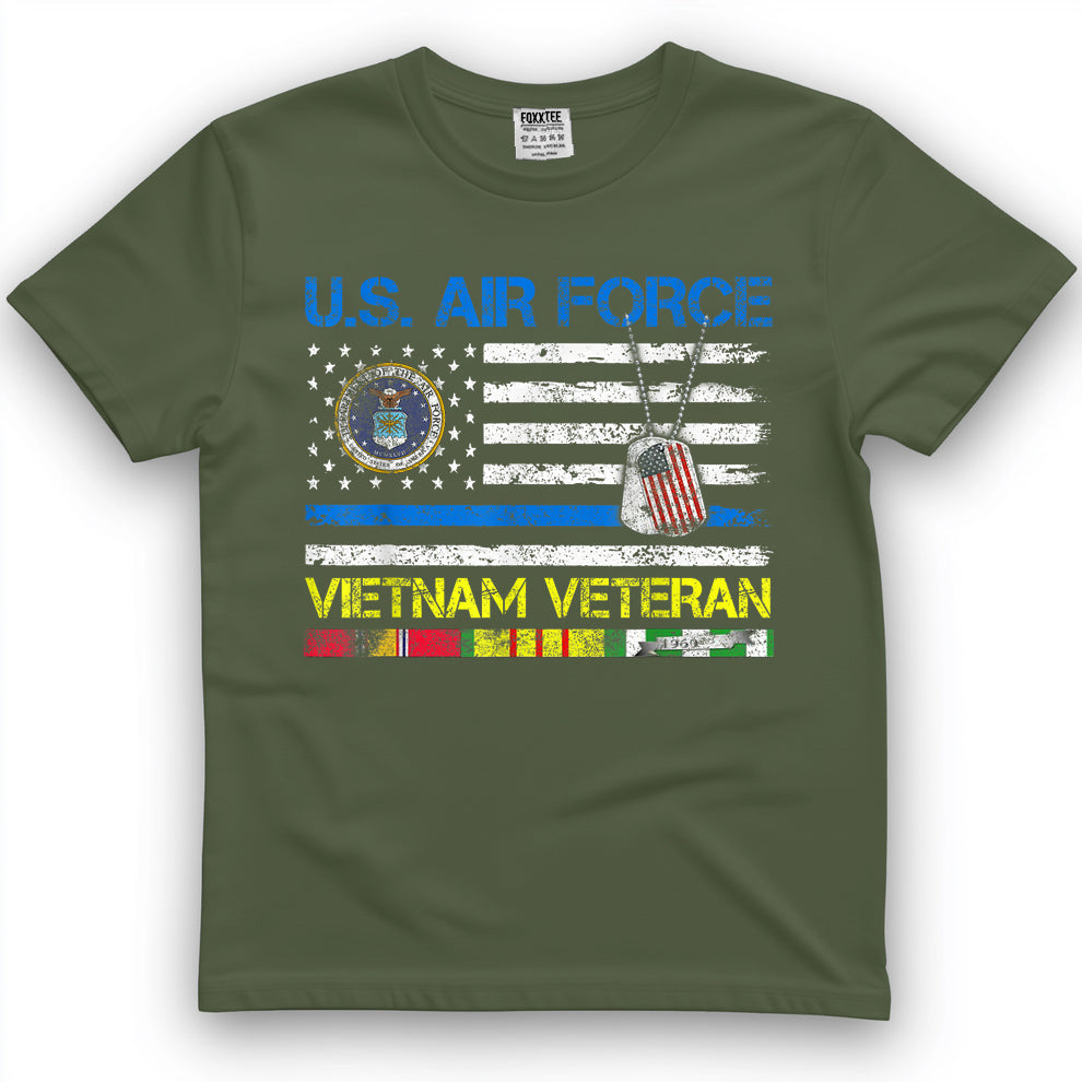 Men U.S Air Force Vietnam Veteran, USAF Veteran Flag Vintage T-Shirt