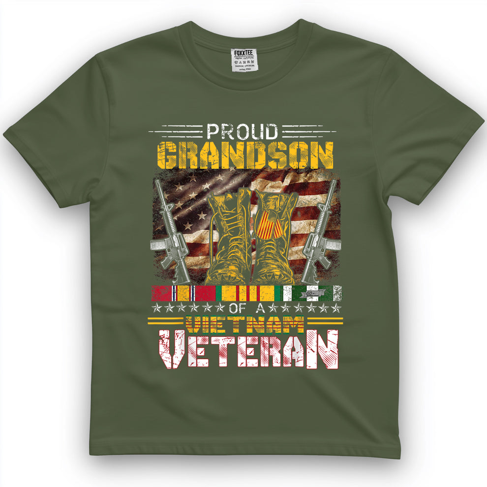 Proud Grandson Of A Vietnam Veteran Shirt  Vietnam War Vet T-Shirt