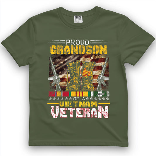Proud Grandson Of A Vietnam Veteran Shirt  Vietnam War Vet T-Shirt