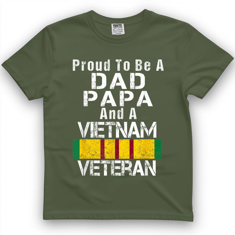 Proud Dad Papa Vietnam Veteran - Vintage Military Vet T-Shirt
