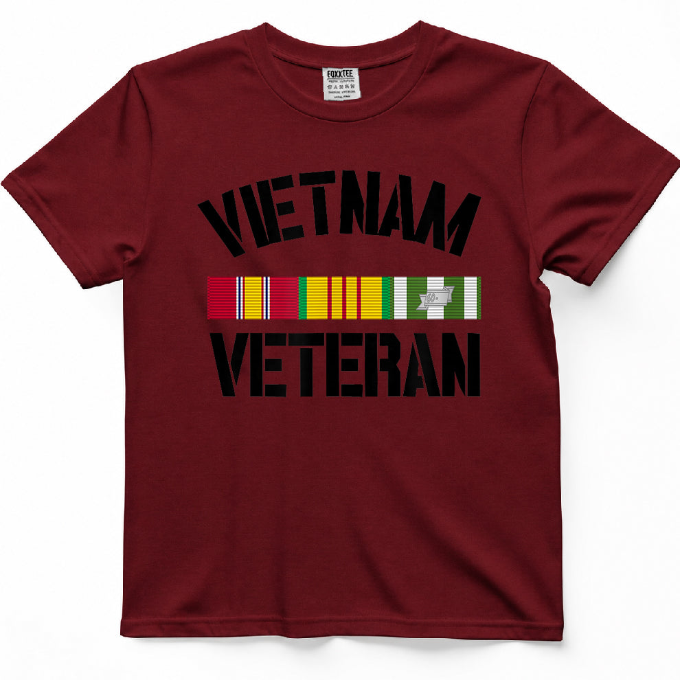 Patriotic American Creations by Revinct Designs Vietnam Veteran Pride Service Ribbon T-Shirt - Men's Grey Classic Fit Short Sleeve T-Shirt