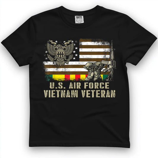 Vintage American Flag Proud U.S. Air Force Vietnam Veteran T-Shirt