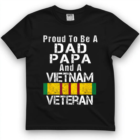 Proud Dad Papa Vietnam Veteran - Vintage Military Vet T-Shirt