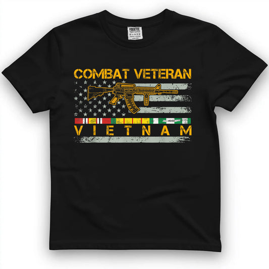 Vietnam Combat Veterans US Flag Vietnam War Military Veteran T-Shirt