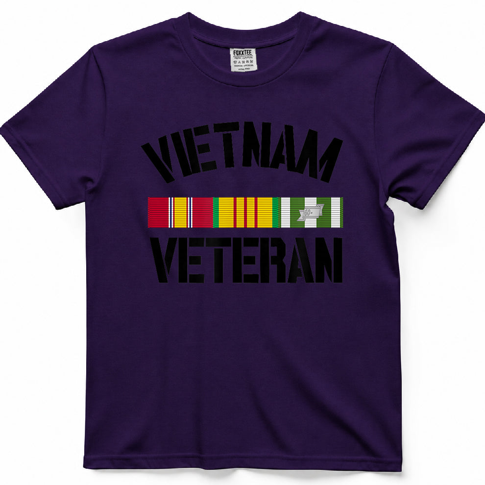 Patriotic American Creations by Revinct Designs Vietnam Veteran Pride Service Ribbon T-Shirt - Men's Grey Classic Fit Short Sleeve T-Shirt